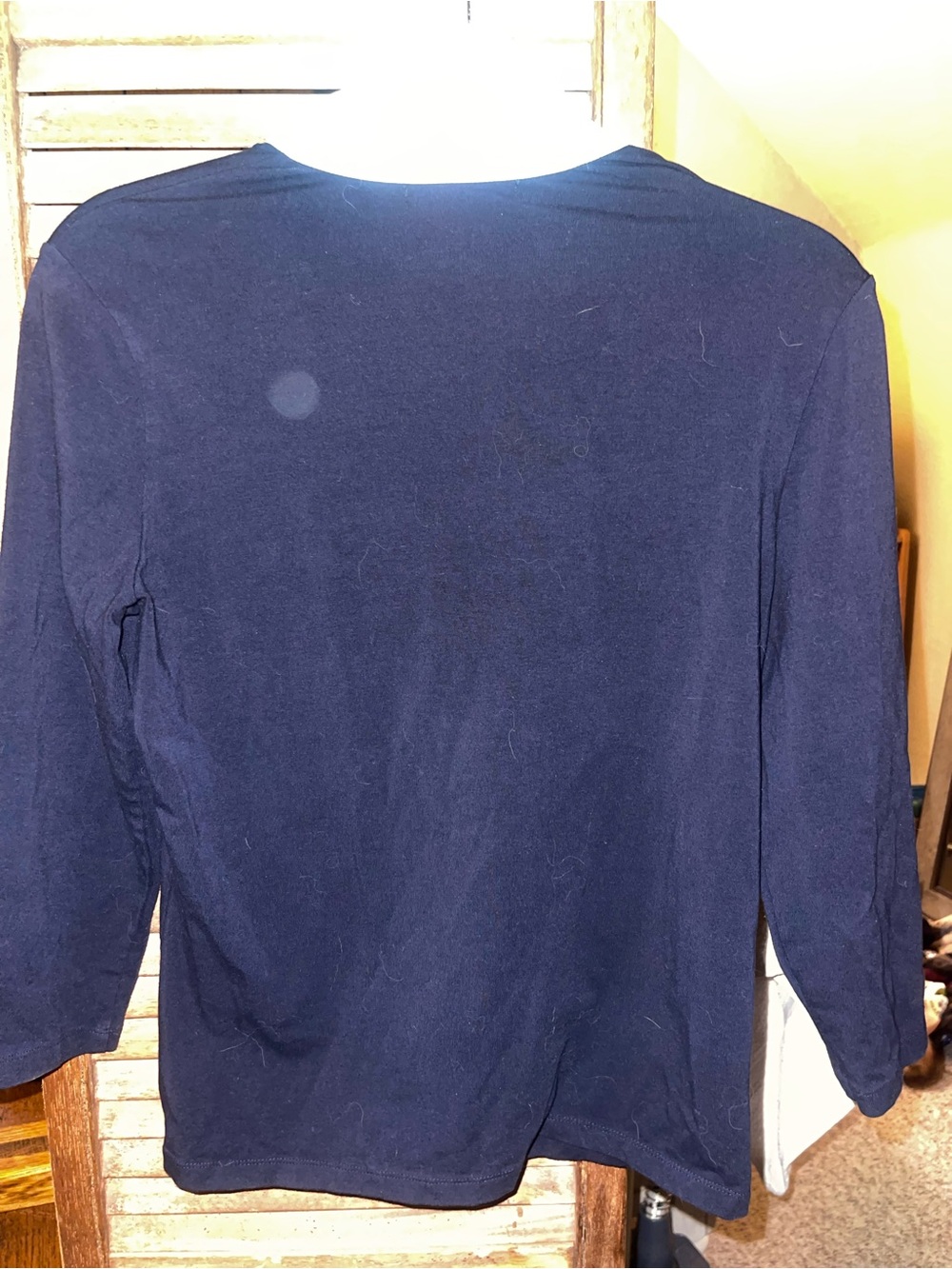Lauren Ralph Lauren Cotton Navy Long-Sleeve Polo with White Collar - Picture 4 of 6
